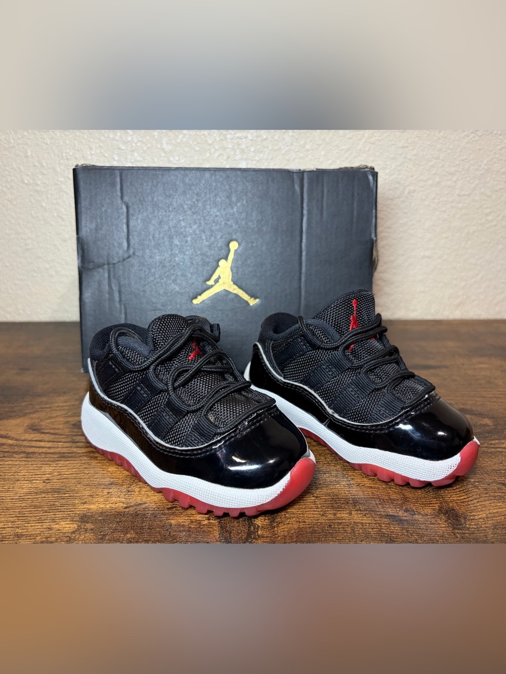 Jordan 11 Retro 5C Athletic Sneaker Black Red White Baby & Toddler With Box